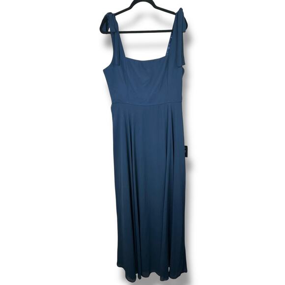 Lulus NWT Love Me Forever Navy Blue Tie-Strap Square Neck A-Line Maxi Dress XL - Picture 3 of 10